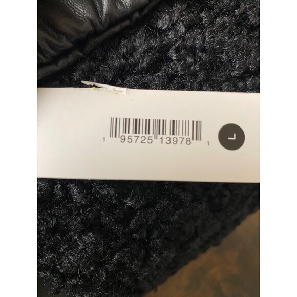 Aqua Women's Black Long Sleeve Zipper Sherpa Trimmed Puffer Jacket Size L NWT - Picture 4 of 5